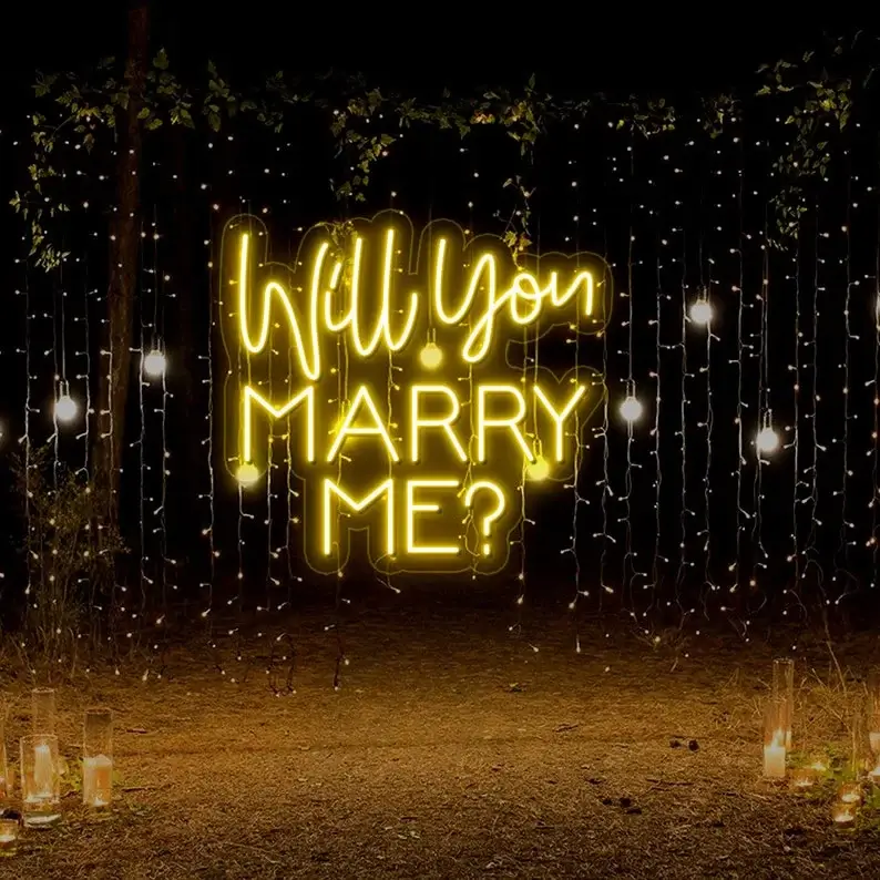 best custom neon sign for wedding will you marry me