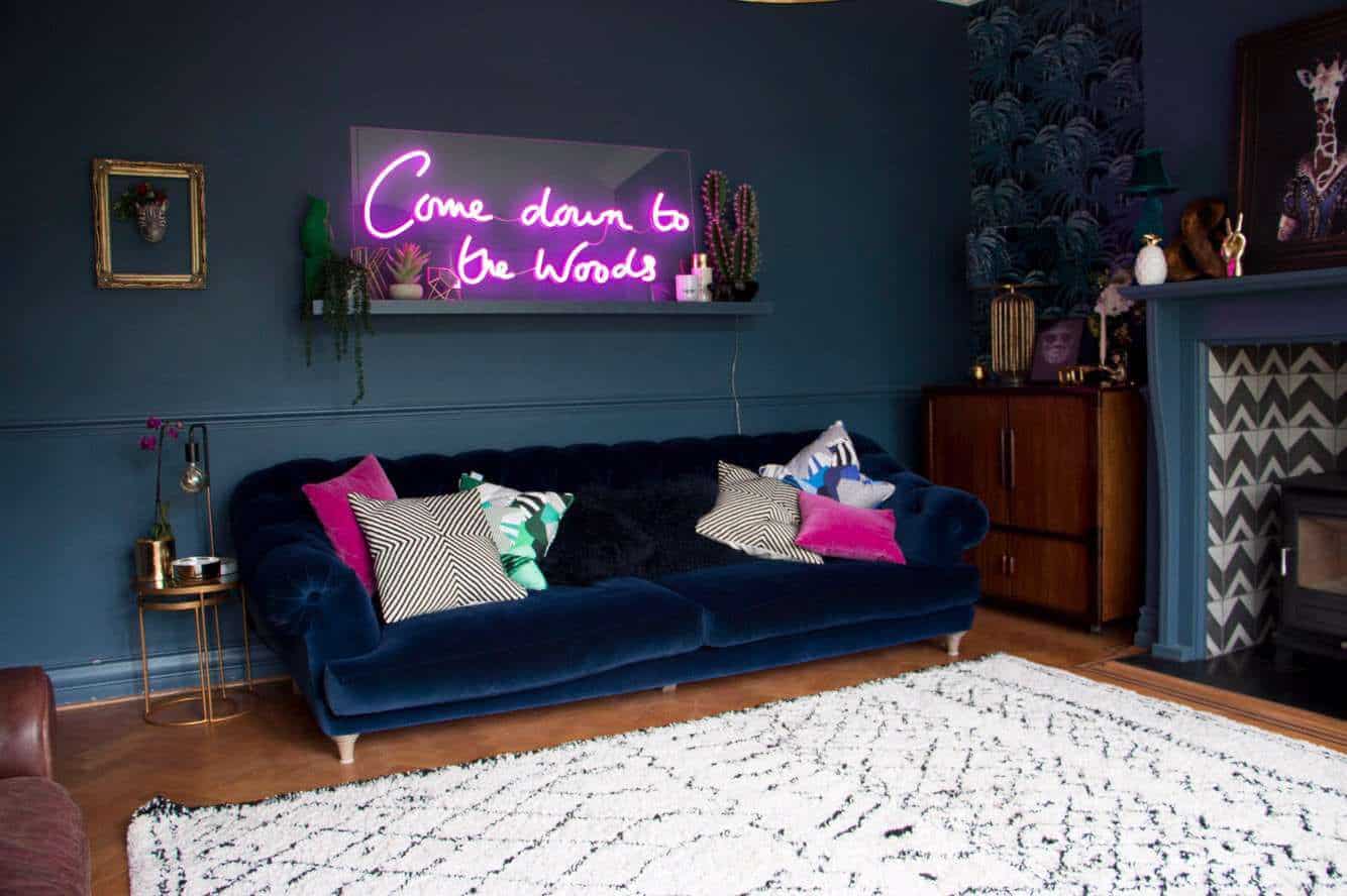 neon sign quotes come down to the wooods