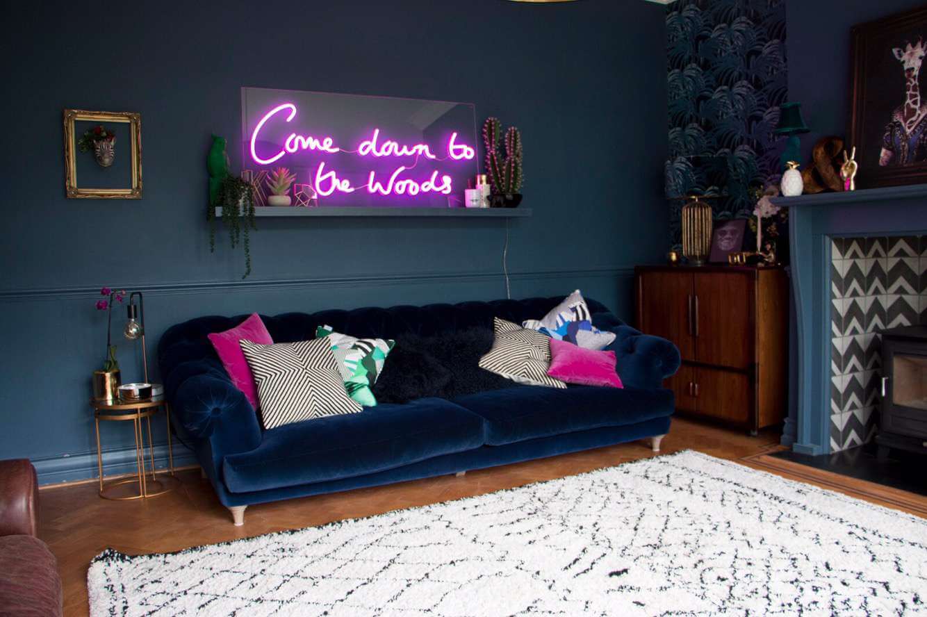 neon signs for living room come down to the woods