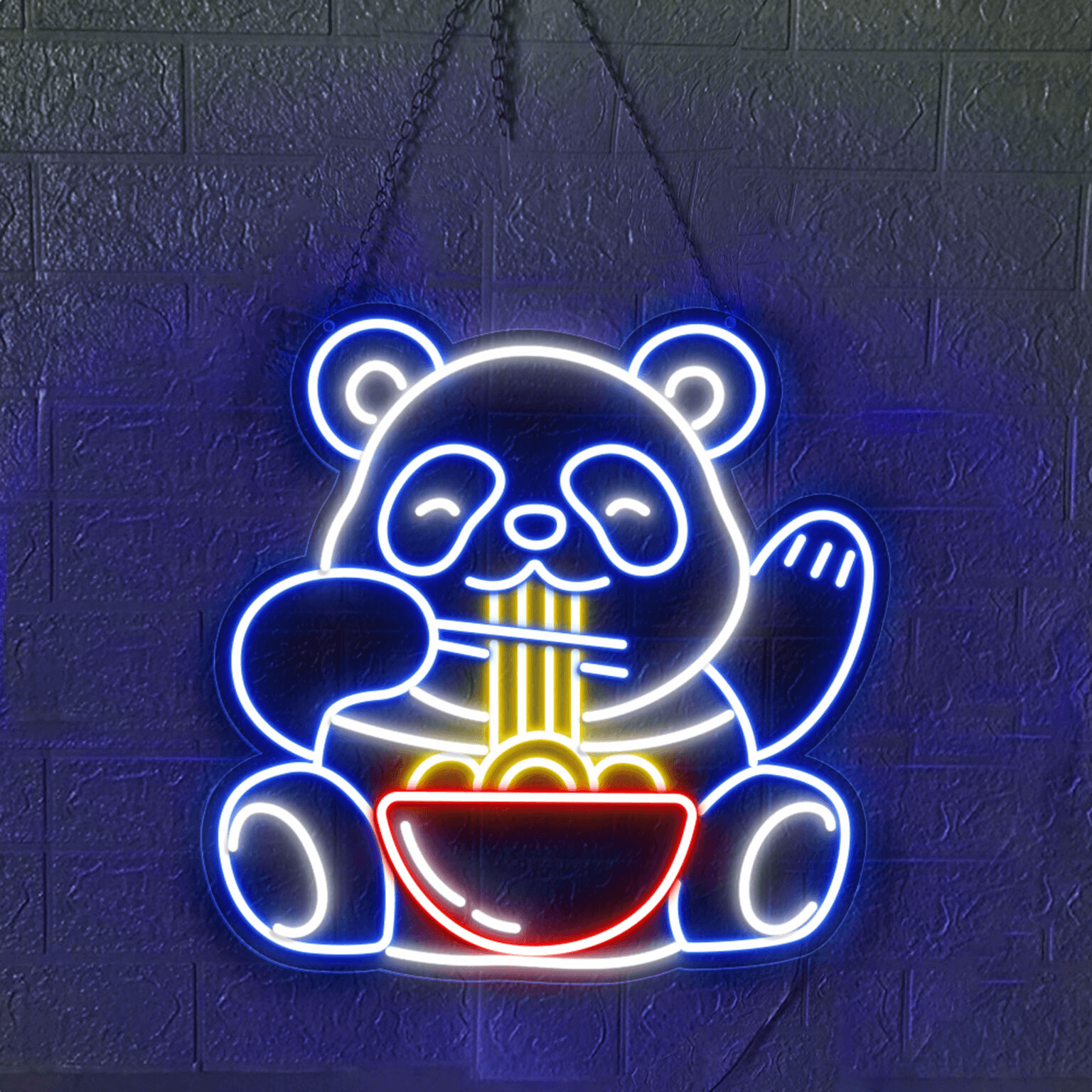 Panda Eating Noodles Neon Sign 