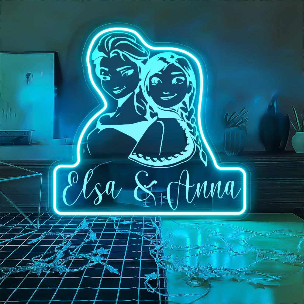 Anna and Elsa Princess Frozen Laser Sign