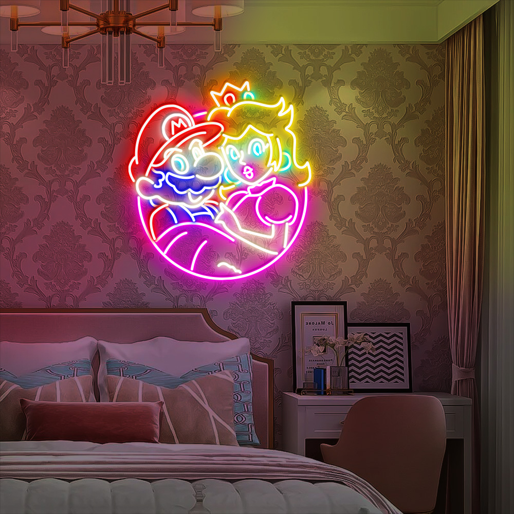 Mario and Peach Neon Led Sign