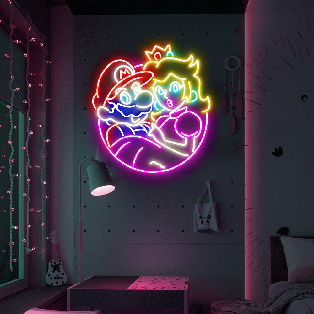 Mario and Peach Neon Led Sign