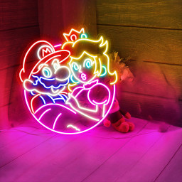 Mario and Peach Neon Sign