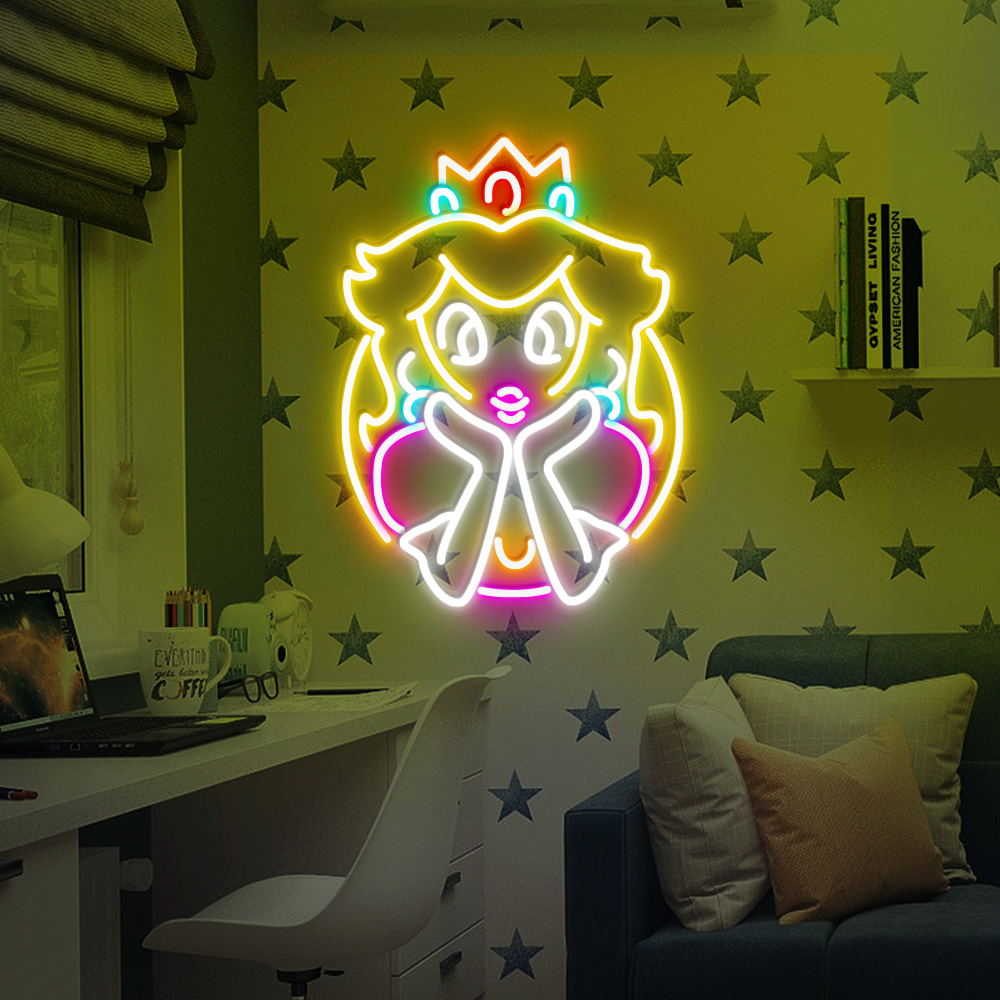 Mario Princess Peach Neon Led Sign