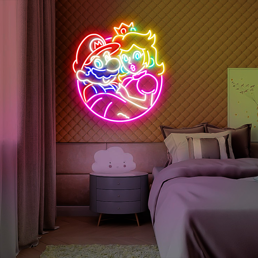 Mario and Peach Neon Led Sign