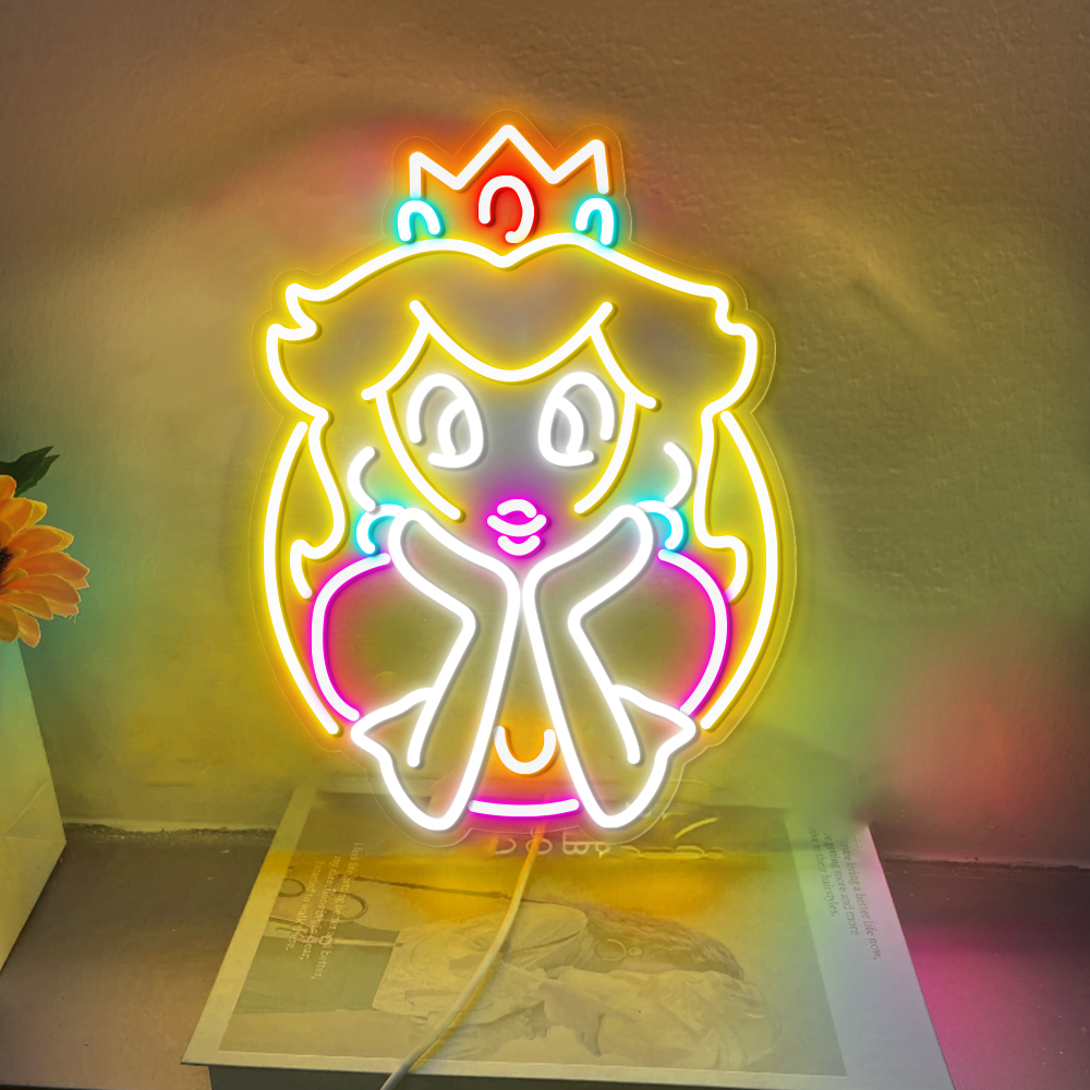 Mario Princess Peach Neon Led Sign