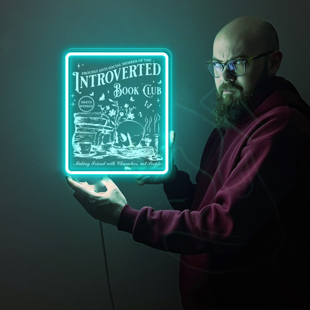 Introverted Book Club Laser Sign