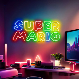 Super Mario Logo Neon Sign