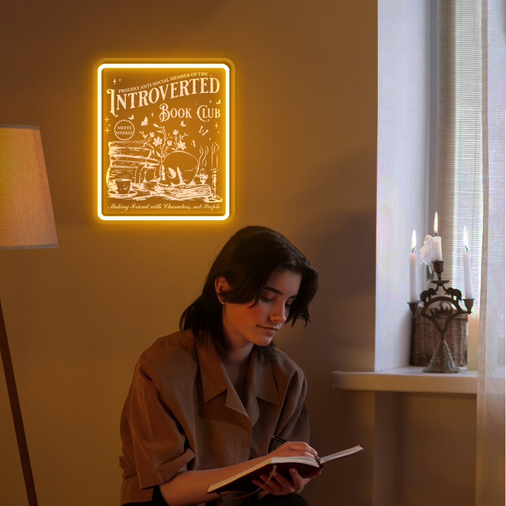 Introverted Book Club Laser Sign