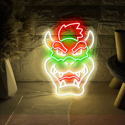 Mario Bowser Face Neon Sign
