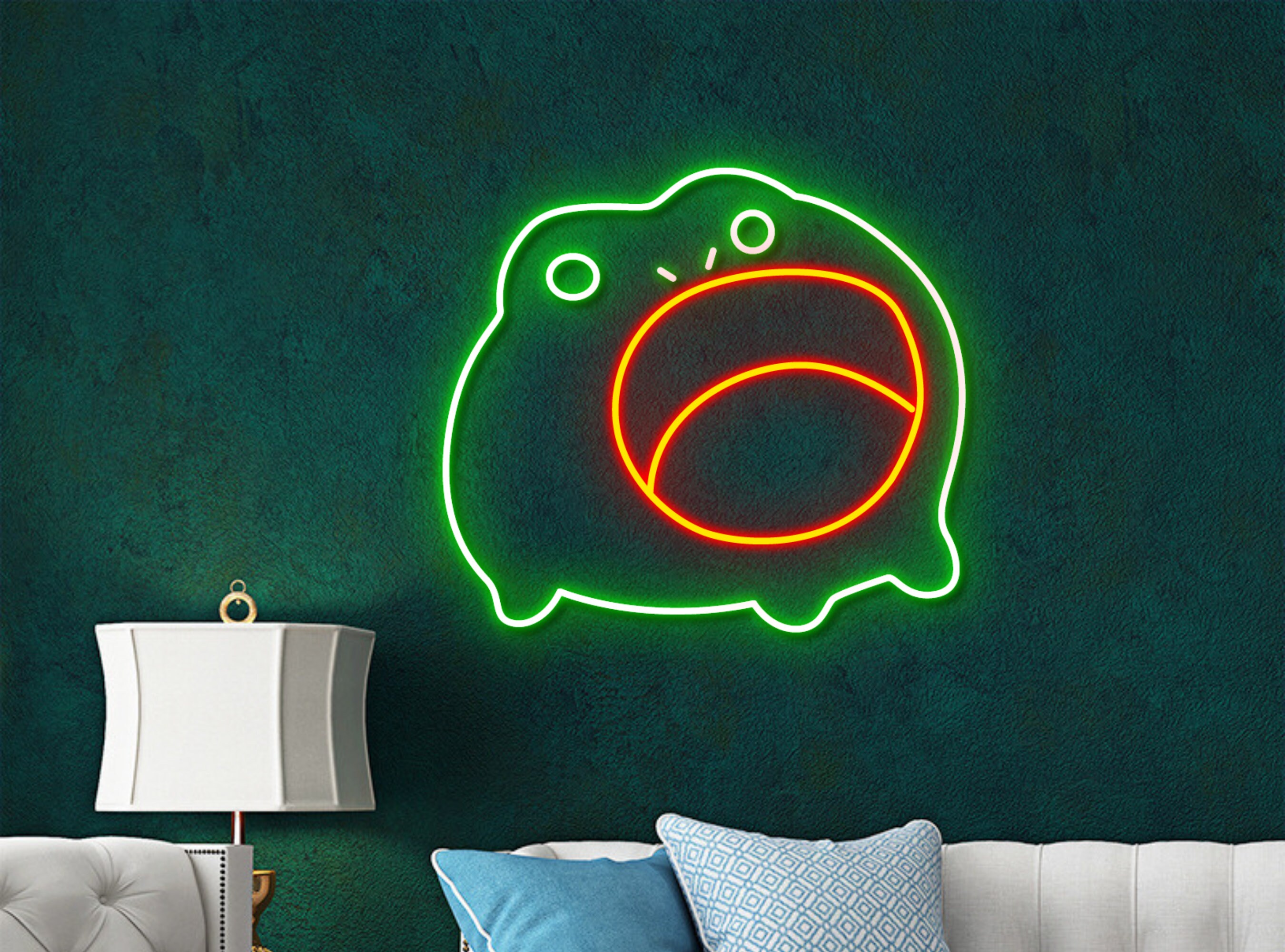 Cute Chibi Frog Screaming Neon Sign