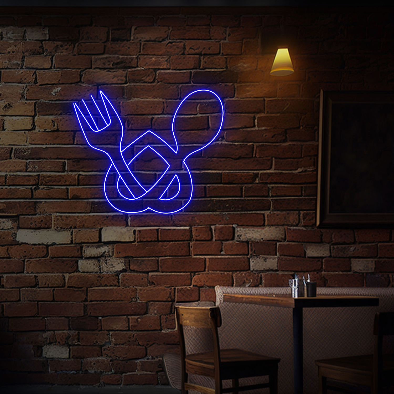 Heart Fork And Spoon Neon LED Sign Kitchen Wall Decor