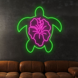 Turtle Hibiscus Neon Sign Animal Wall Art Decor