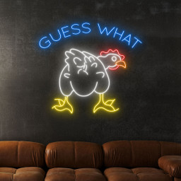 Guess What Funny Chicken Neon Sign Cute Wall Decor