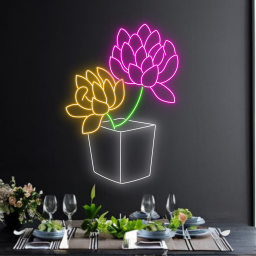 Succulent Flowers Neon Signs Plan Flower Shop Wall Decor