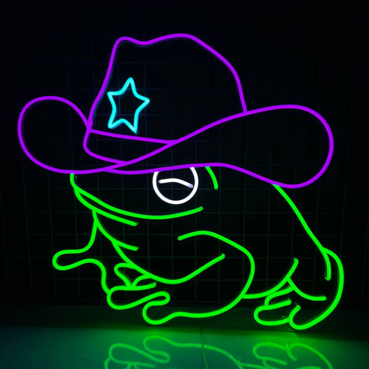 Frog Cowboy Hat Neon Sign Animal Wall Decor