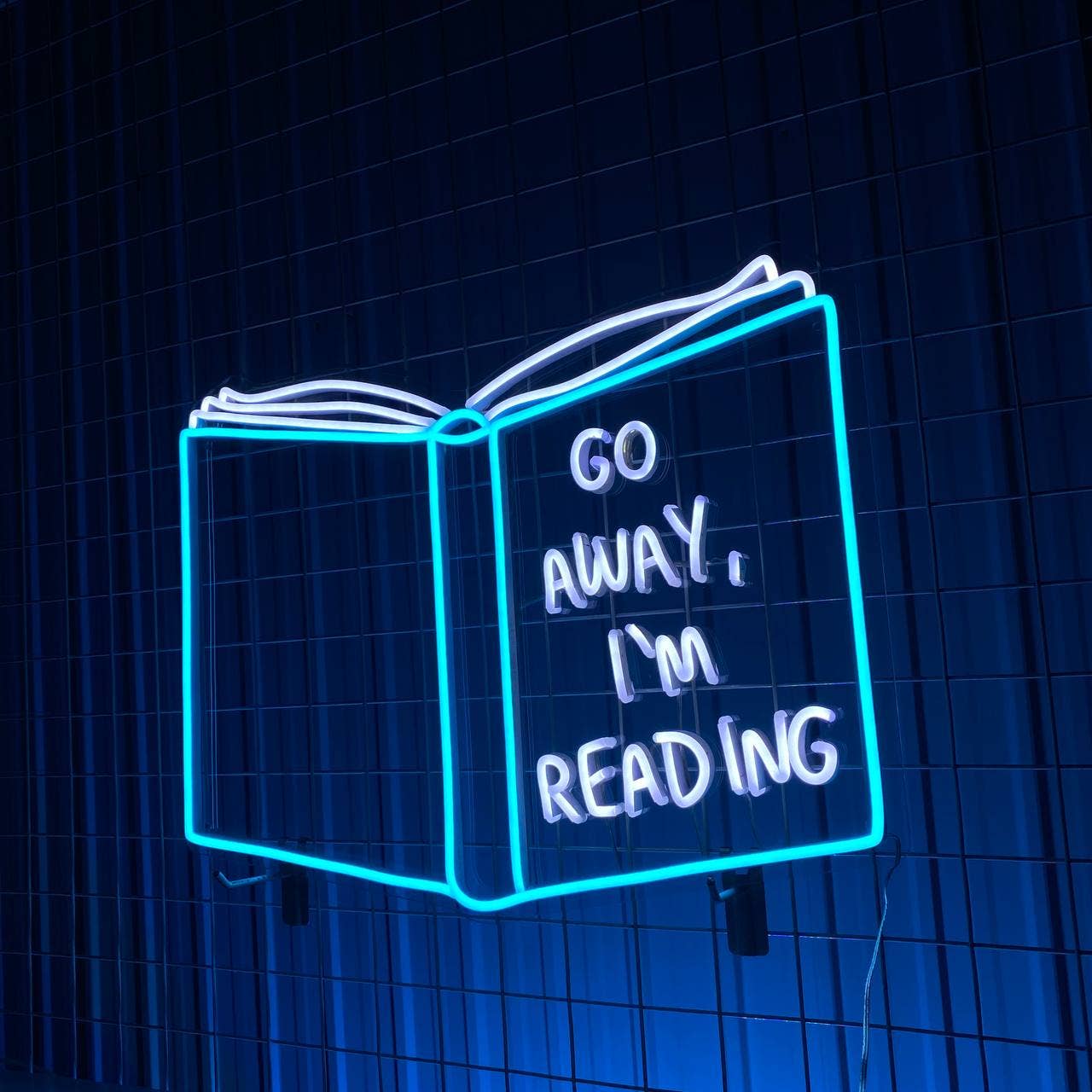 Go Away I'm Reading Neon Sign Coffee Book Store Wall Decor