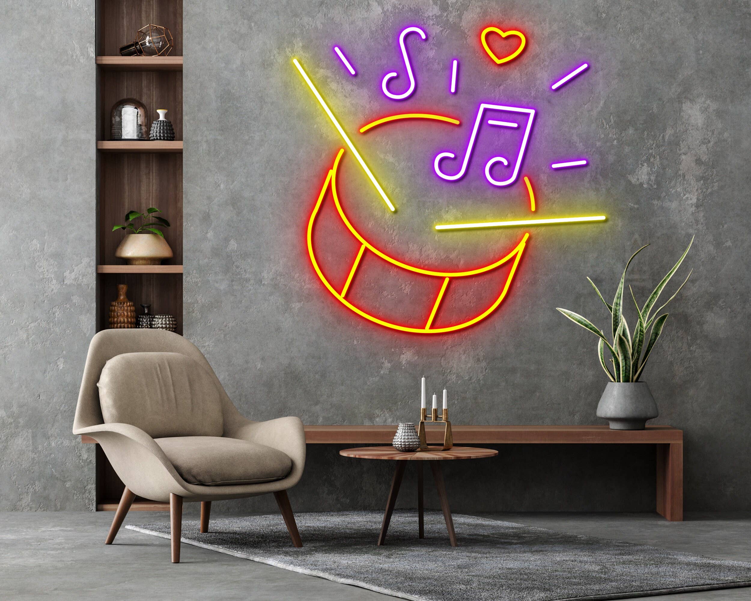 Drum Neon Sign Musical Instrument Wall Art