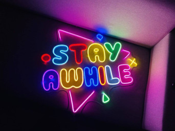 Stay Awhile Neon Sign Game Room Wall Art Decor