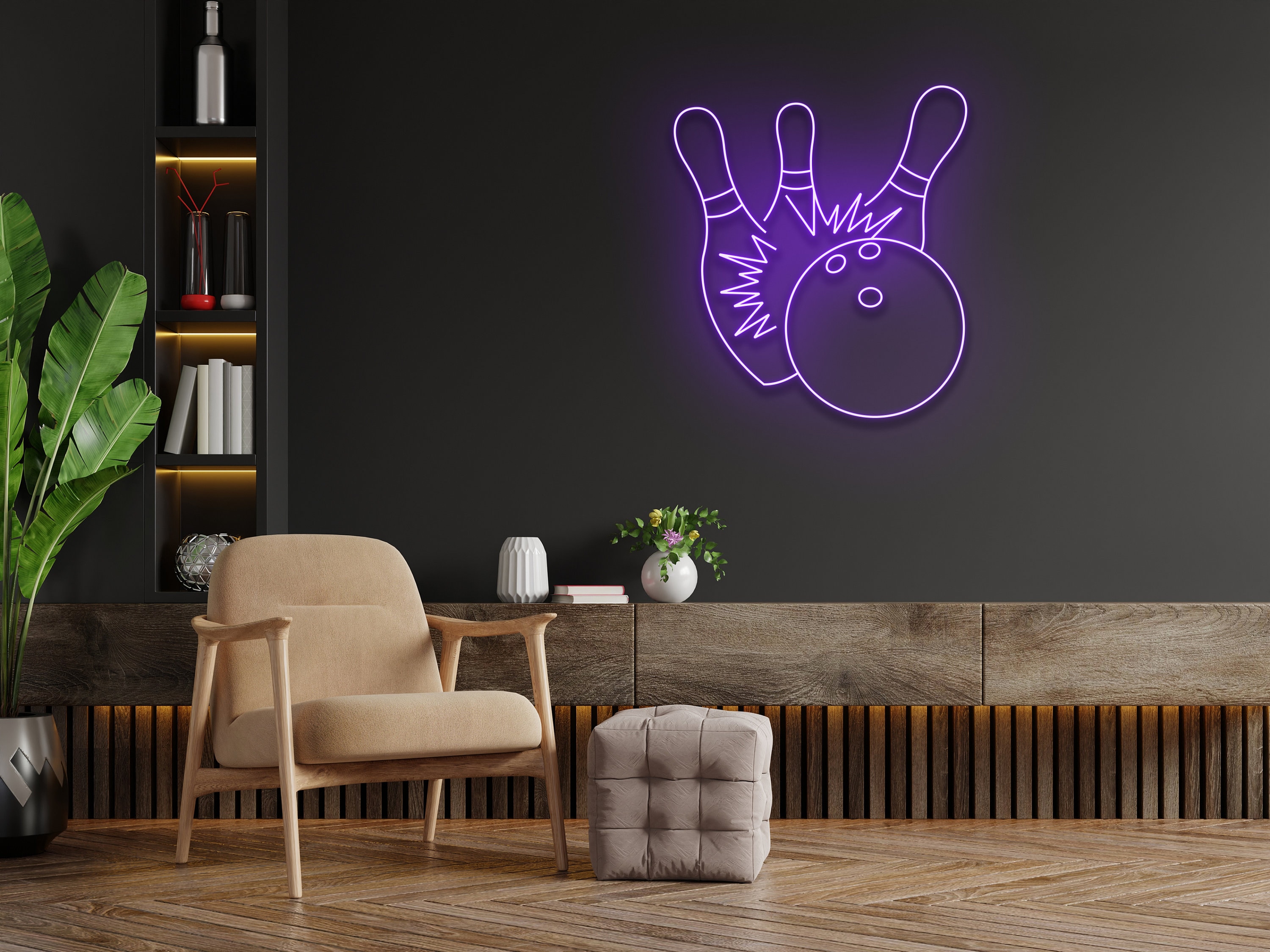 Bowling Ball Neon Sign Wall Decor