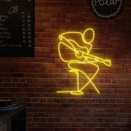 Guitarist Neon LED Sign Play Guitar Line Art Wall Home Decor