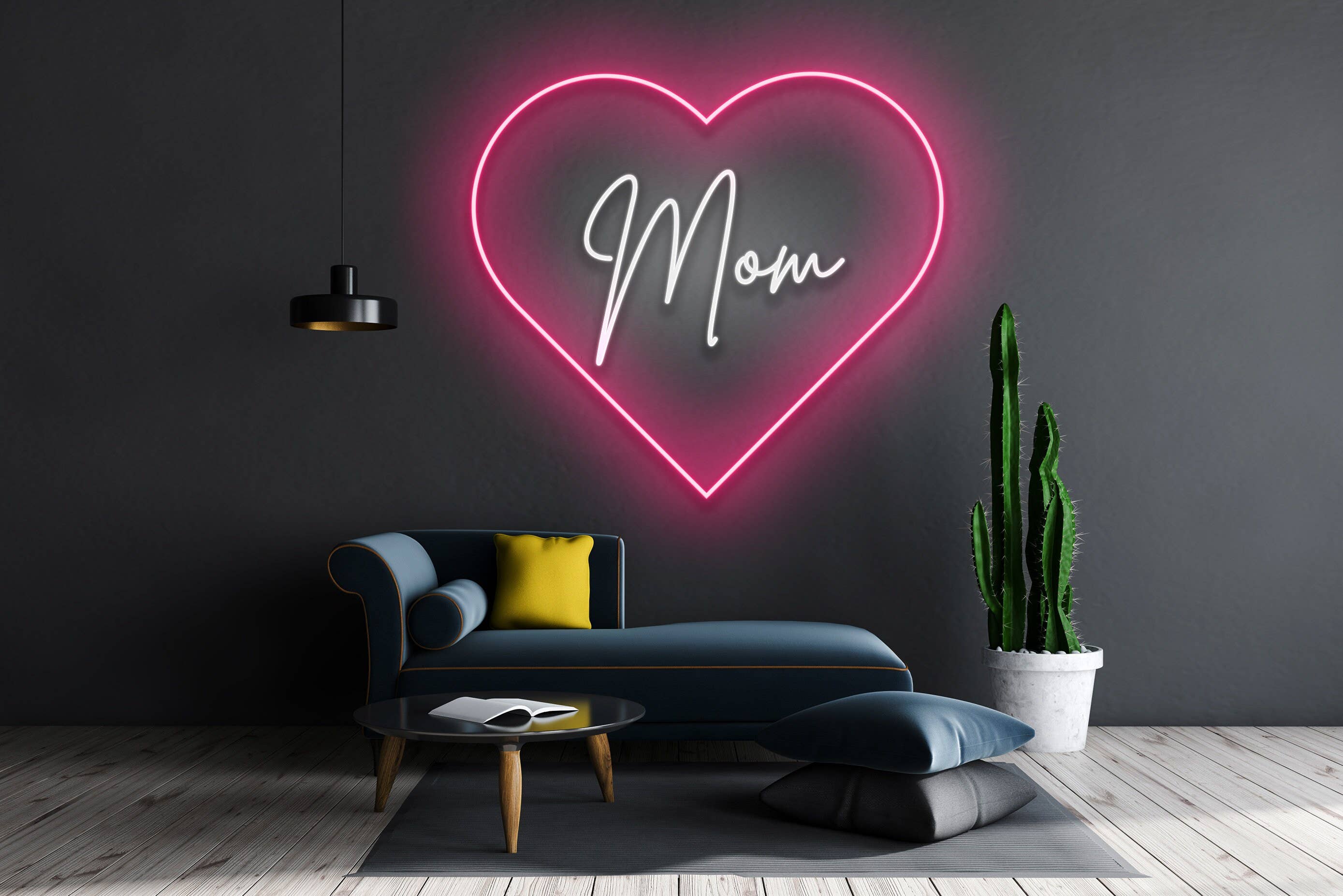 Heart Mom Neon Sign Gift and Decor for Mothers Day