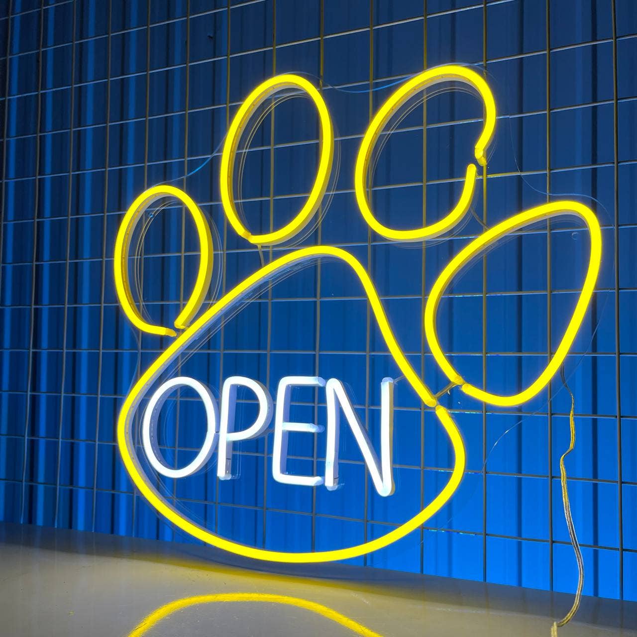 Open Pet Footprint Neon Sign Vet Pet Shop Long-lasting Decor