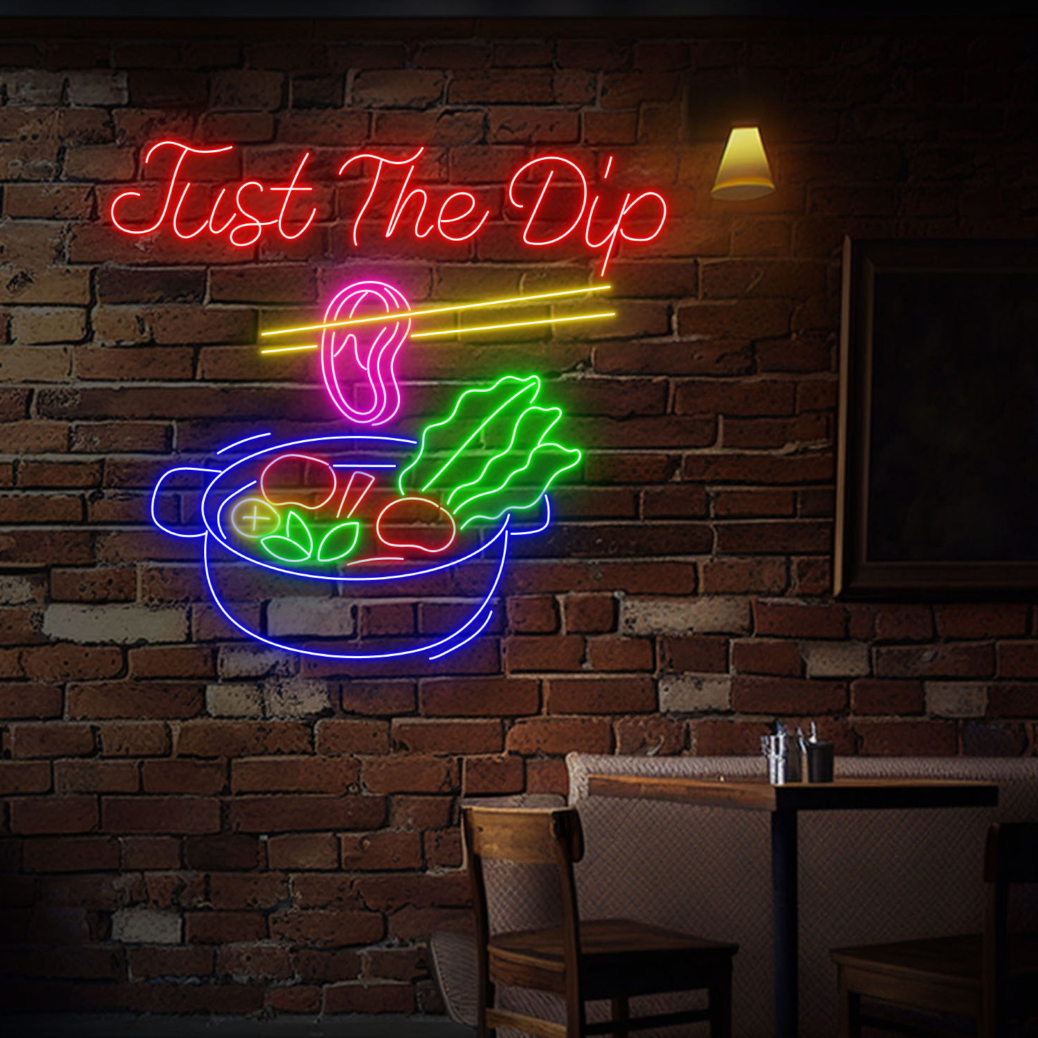 Hotpot Just The Dip Neon Sign Restaurant Wall Art Decor