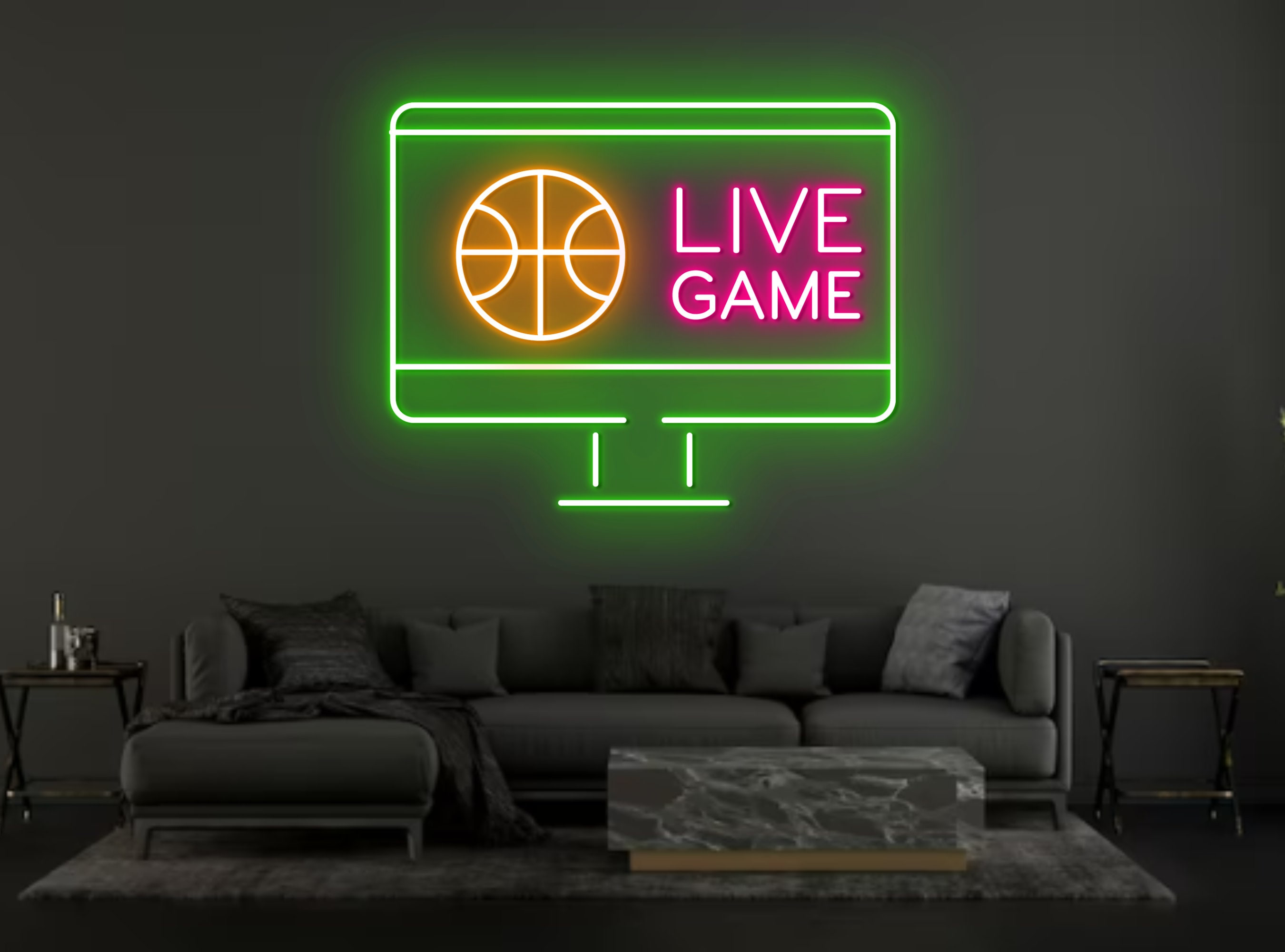 Live Sport TV Basketball Neon Sign