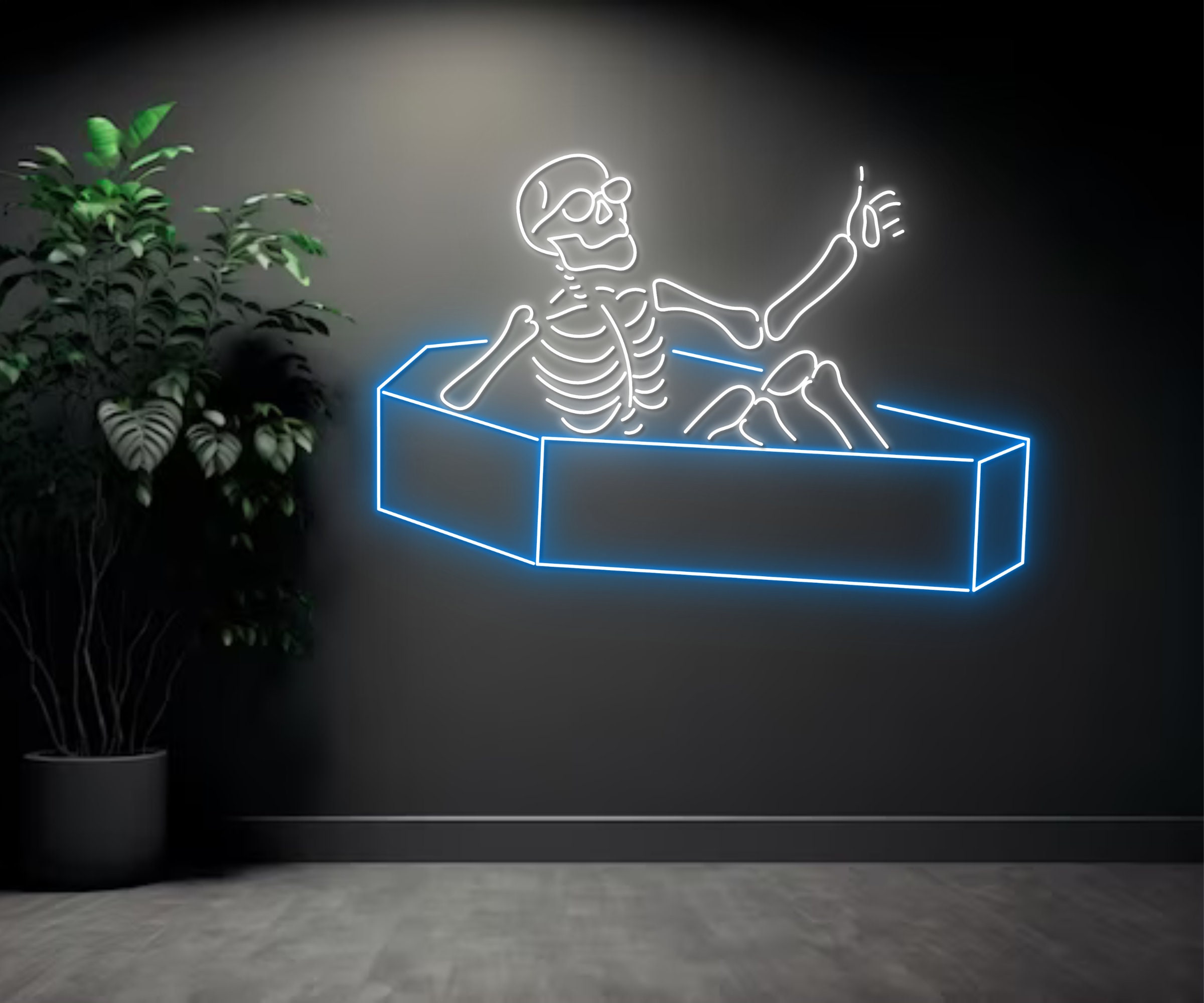 Cool Skull In Coffin Neon Sign