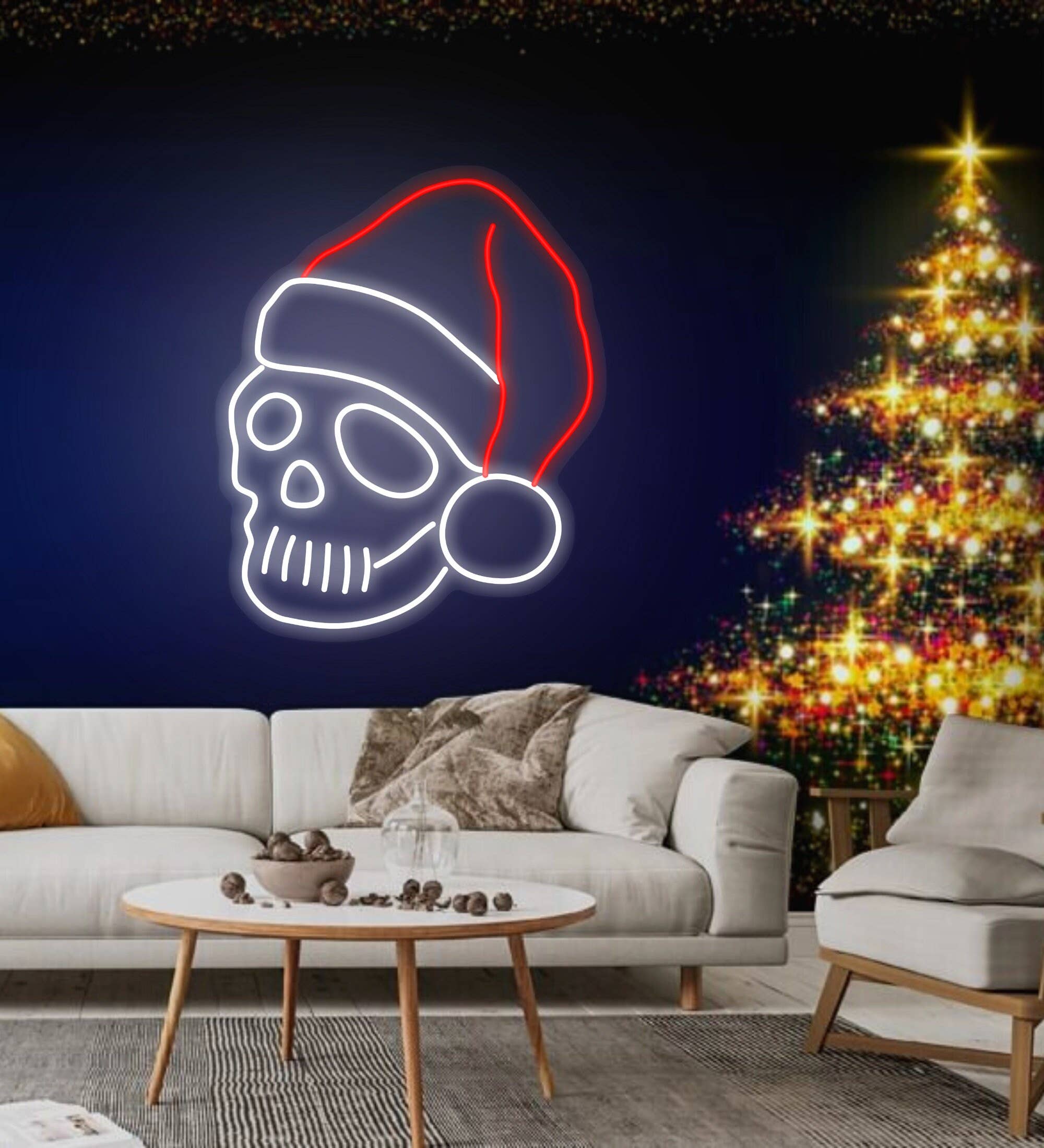 Skeleton Christmas Neon Sign Christmas Pub Bar Decor