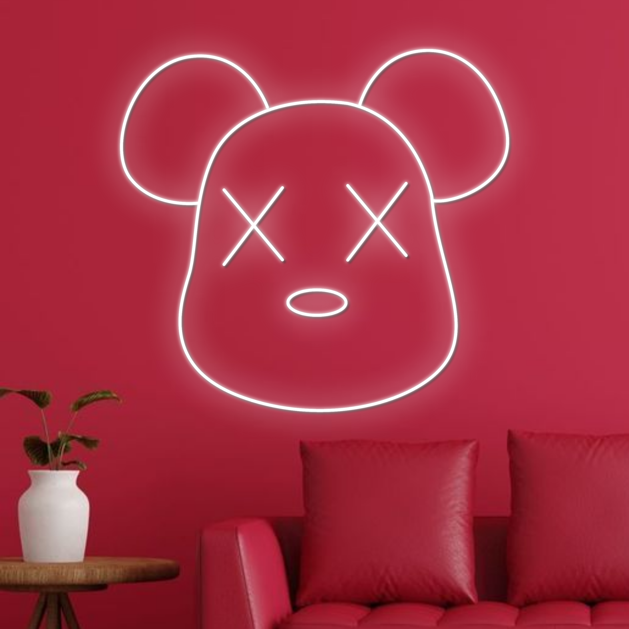 KAWS Supreme Face Neon Signs Cartoon Wall Art Decor