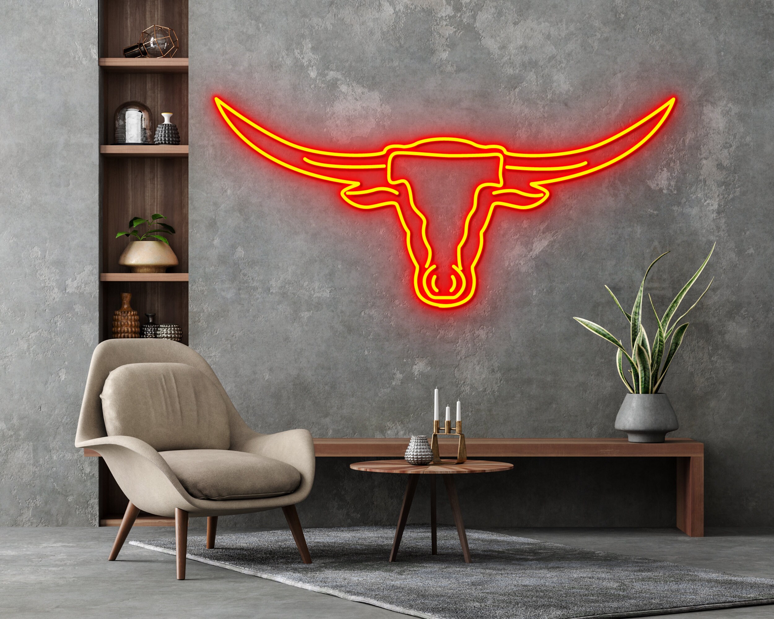 Longhorn Bull Head Skull Neon Sign