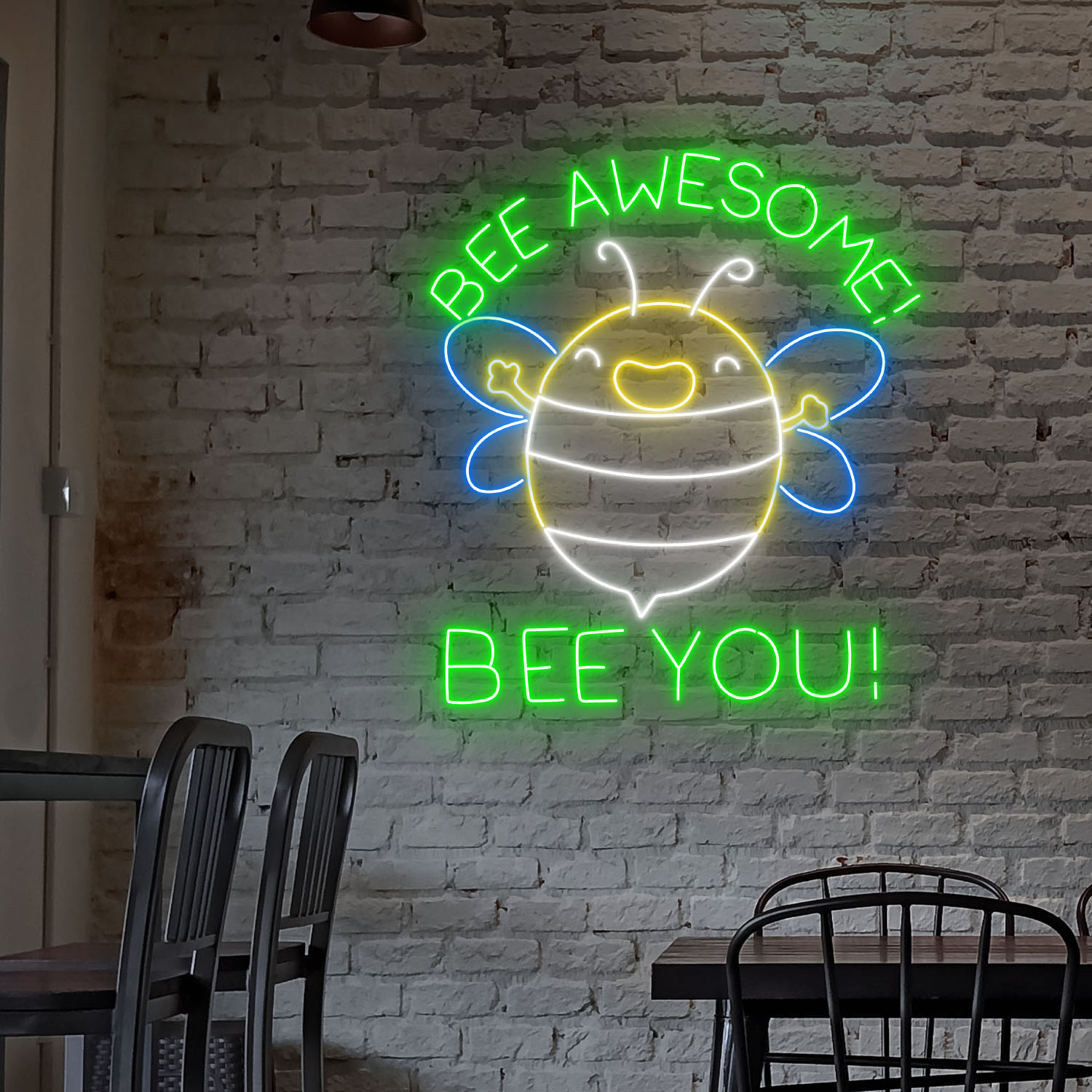 Bee Awesome Bee You Neon Sign Funny Quote Wall Art Decor