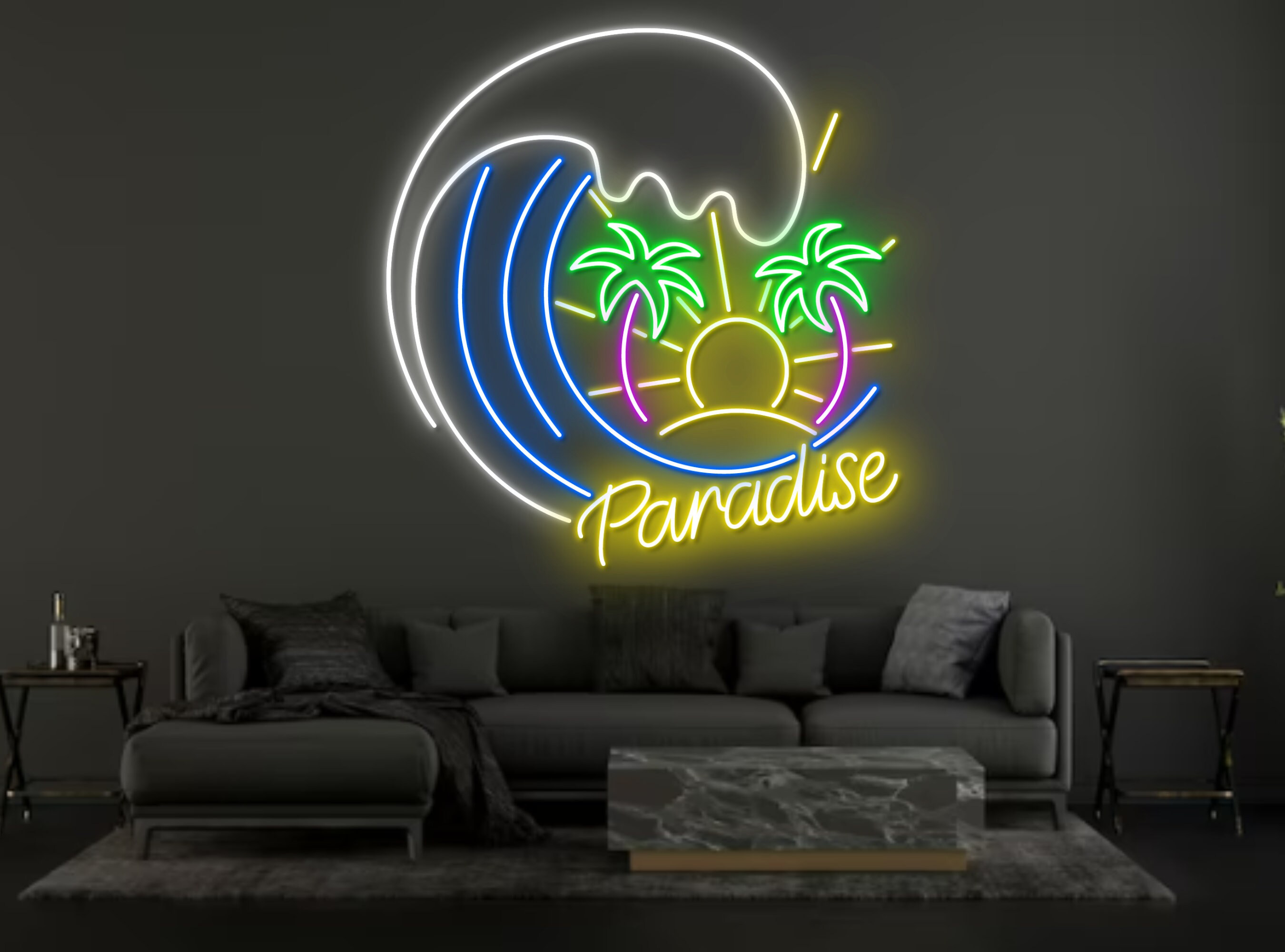 Paradise Beach View Neon Sign