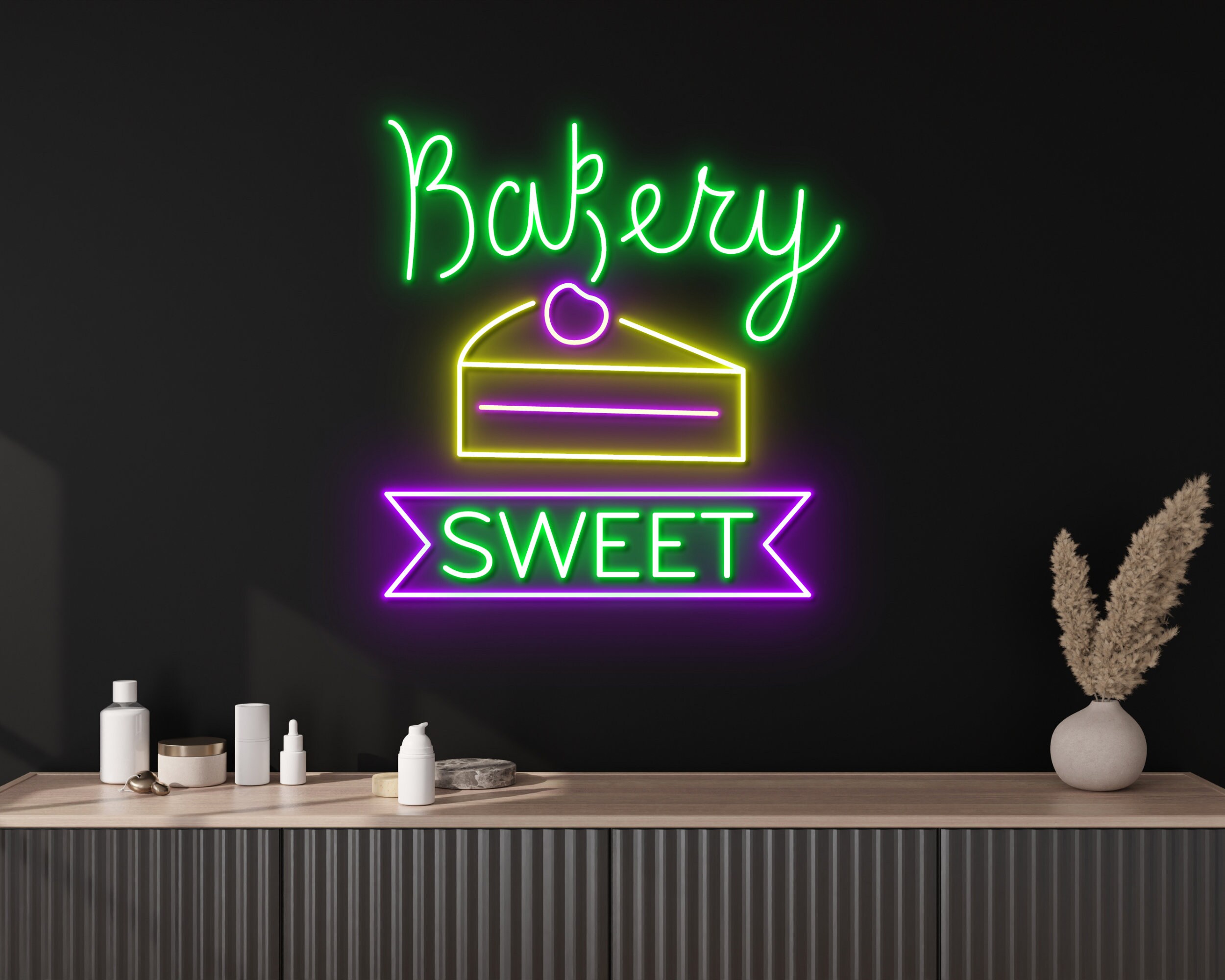 Bakery Birthday Cake Neon Sign