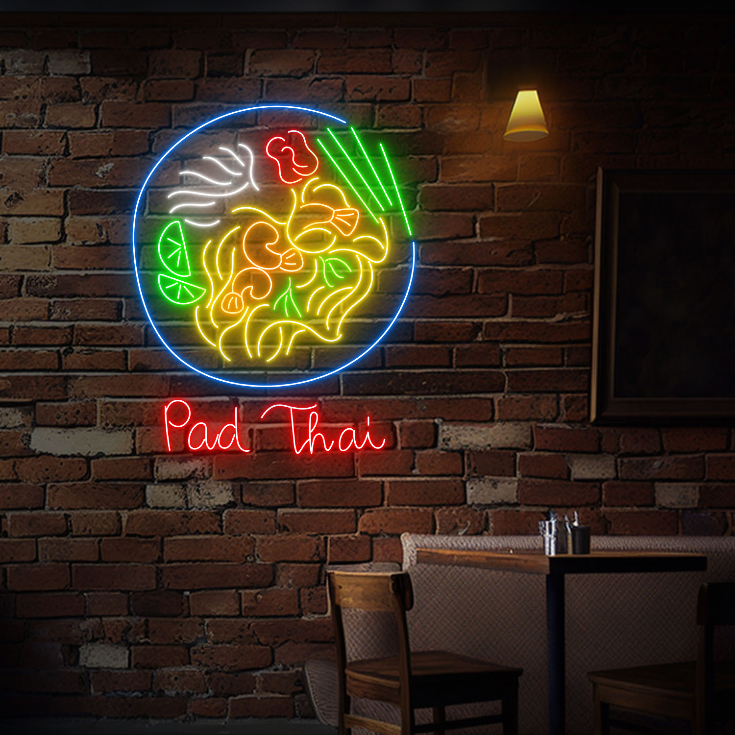 Pad Thai Neon Sign Thailand Food Restaurant Wall Decor