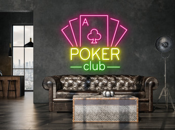 Poker Club Neon Sign Game Icons For Casino