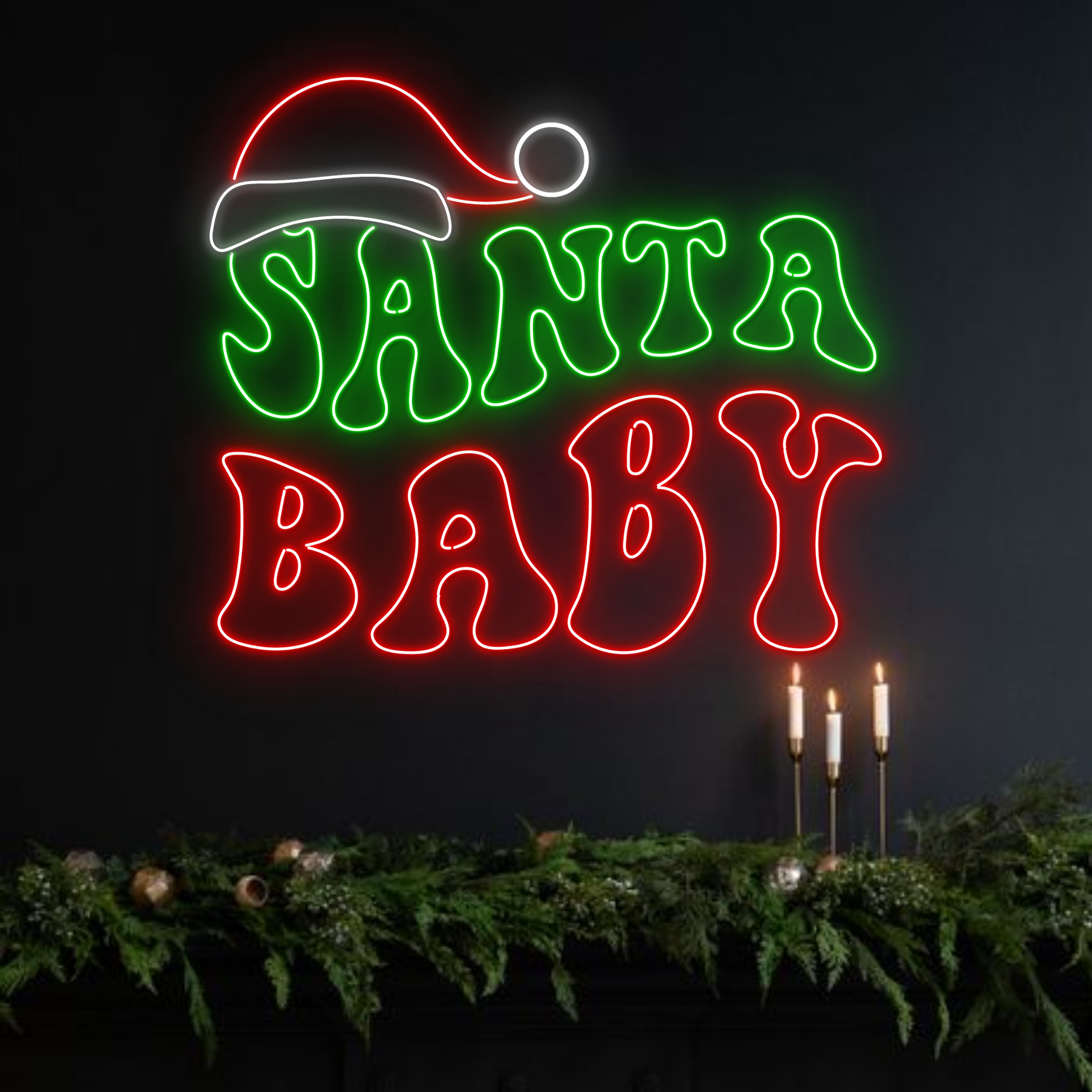 Santa Baby Neon Signs Christmas Holiday Party Decor