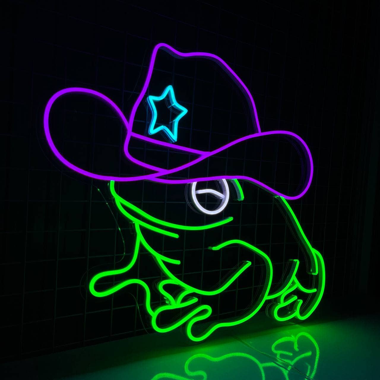 Frog Cowboy Hat Neon Sign Animal Wall Decor