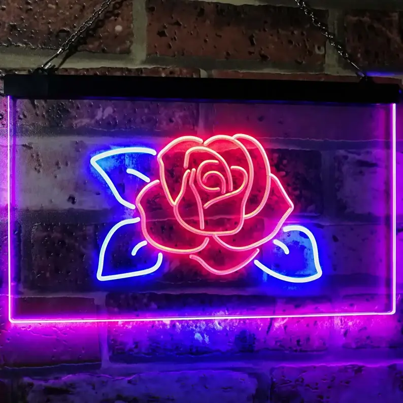 Rose Flower Neon Sign Boutique Shop Flower Plant Shop Decor