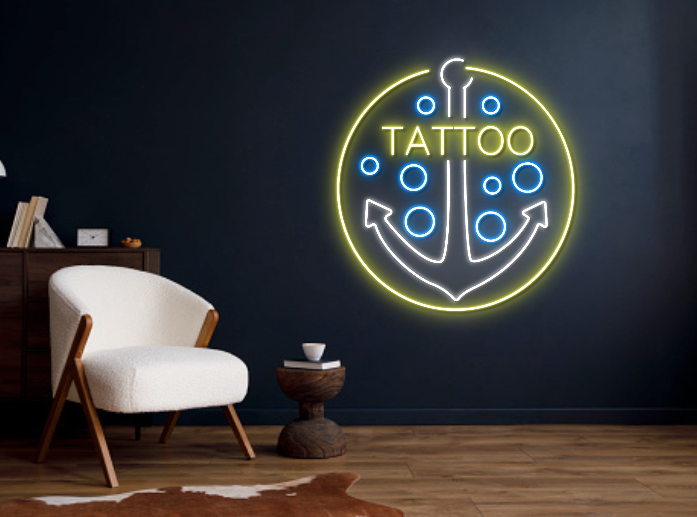 Tattoo Anchor Neon Sign Wall Decor