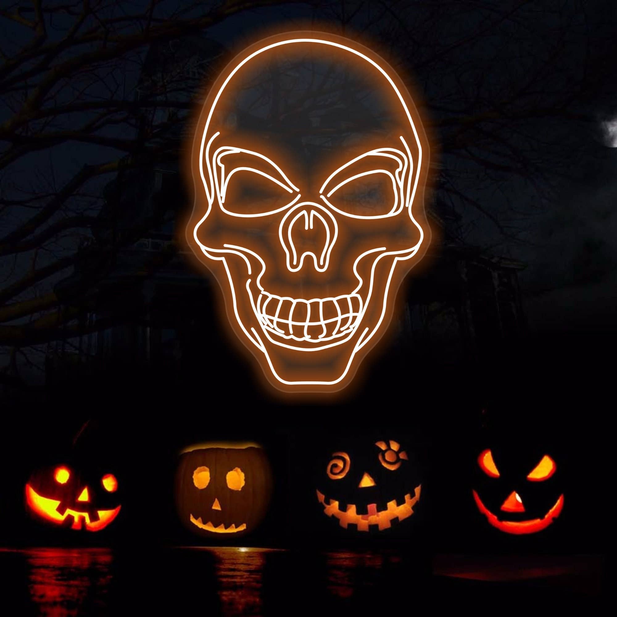 Skeleton Neon Signs Creepy Halloween LED Light Wall Decor