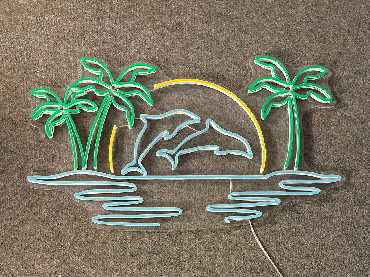 Dolphin Beach View Neon Sign Wall Art Sign Decor