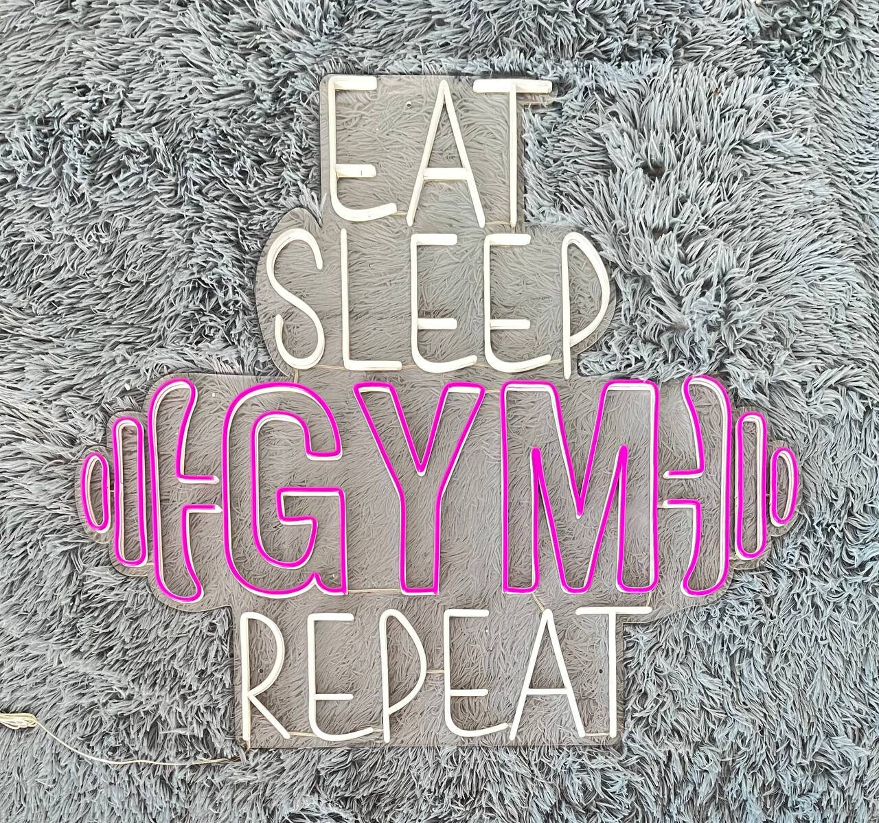 Eat Sleep Gym Repeat Neon Sign Sport Art