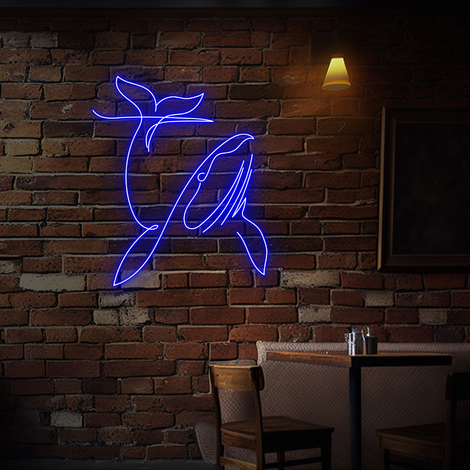 Whale Line Art Neon Sign Wall Decor