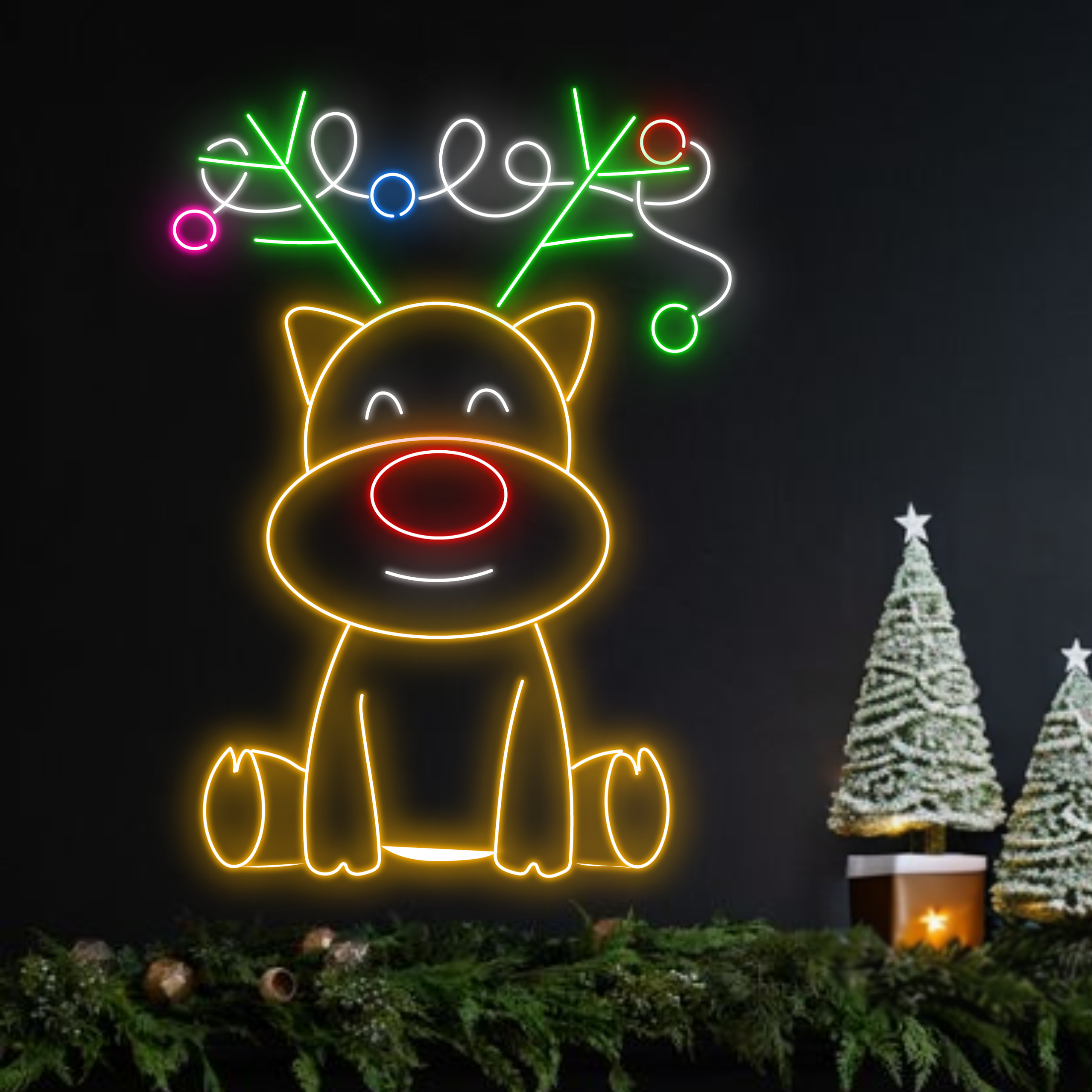 Reindeer Christmas Neon Sign Christmas Lights Decoration