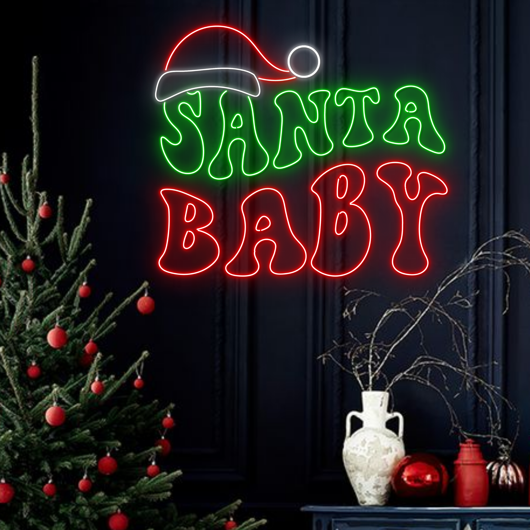 Santa Baby Neon Signs Christmas Holiday Party Decor