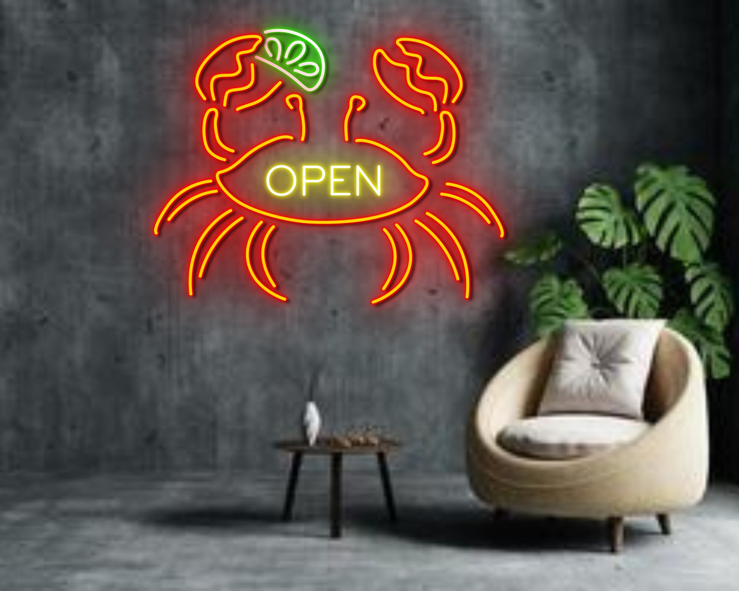 Crab Seafood House Restaurant Neon Sign Beach Kitchen Decor